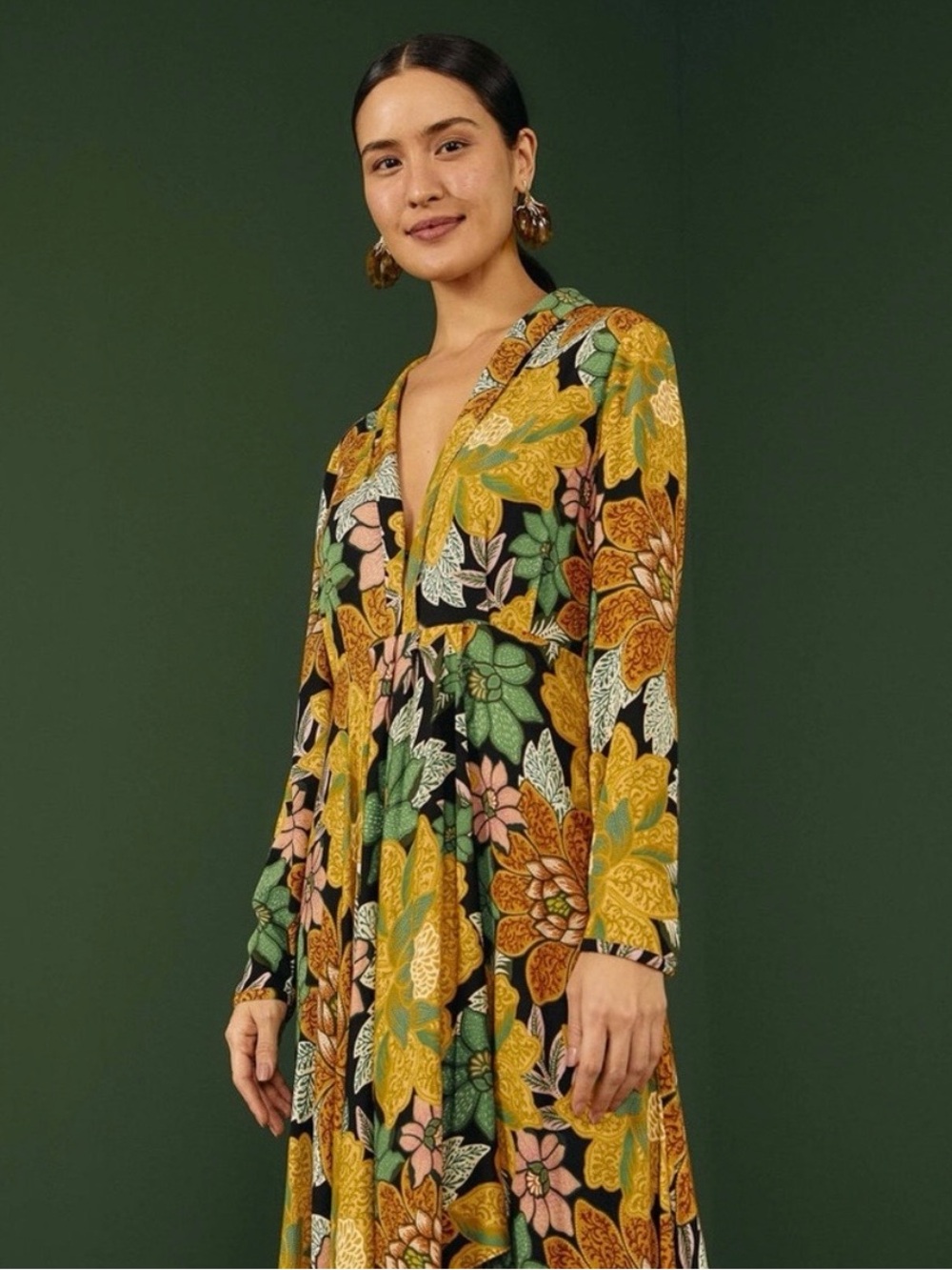 FARM Rio Bold Floral Maxi Dress in Yellow, Green & Pink - Picture 3 of 7